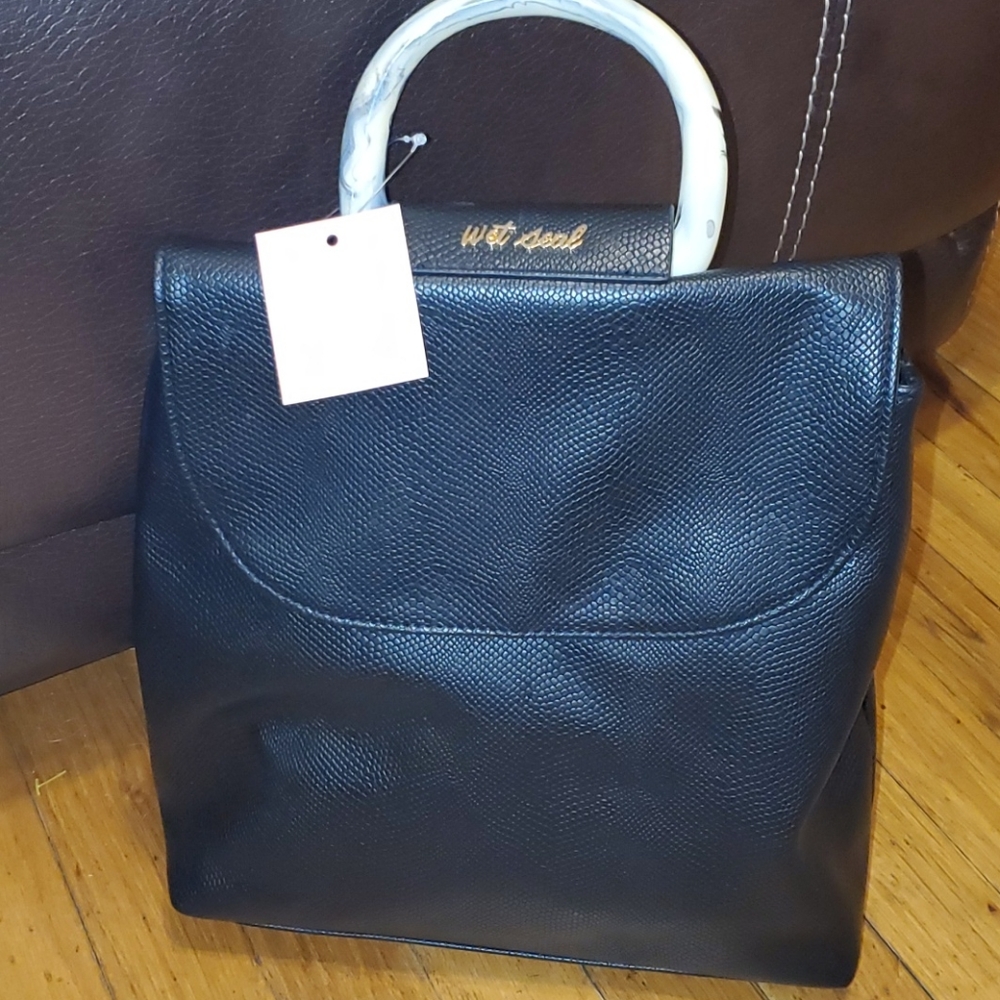 NWT black large wet seal backpack carrying purse